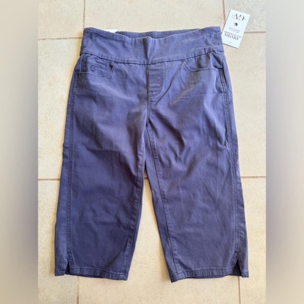 Gloria Vanderbilt‎ Amanda Pull On Skimmer Super Stretch Capri Pants Purple 4